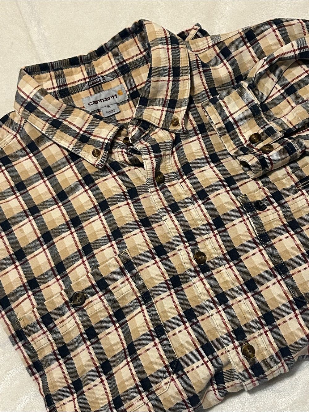 Carhartt Men's XL Trumbull Midweight Plaid Flannel Button Down Shirt 100597